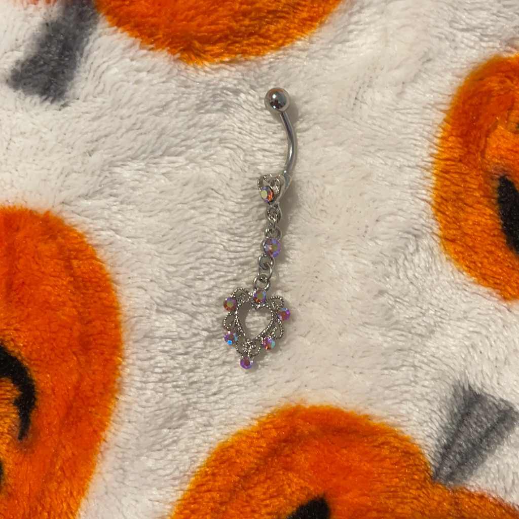 Heart Dangle Sparkle Belly Ring